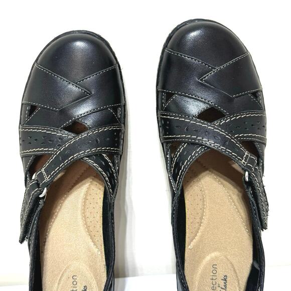 Clarks Women’s Size 9.5 NARROW Ashland Spin Q Black Leather Mary Jane Shoes - Picture 8 of 12